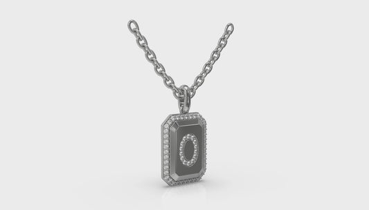 Diamond Medallion Alphabet Pendant Link Necklace, O