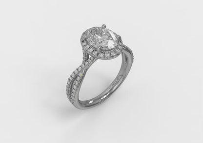 Entwined Oval Halo Matching Wedding Band