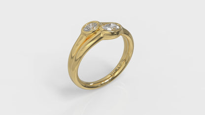 Double Oval Bezel-Set Diamond Ring