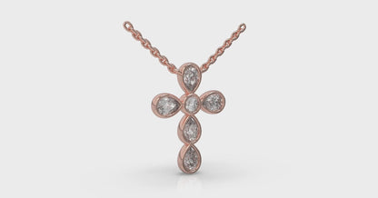 Pear Shape Bezel Set Diamond Cross Pendant