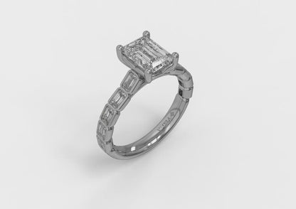 Bezeled Emerald Cut Engagement Ring