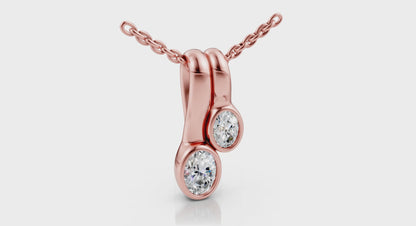 Bezel‑set Oval Diamond Double‑Drop Necklace