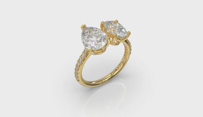 Duet Oval and Pear Two Stone Engagement Ring