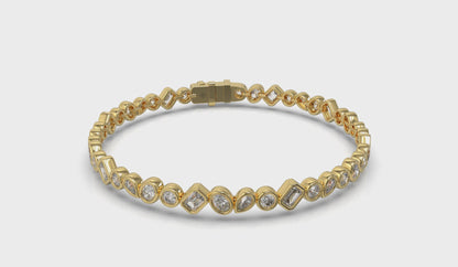 Mixed Shape Bezel Set Diamond Bracelet