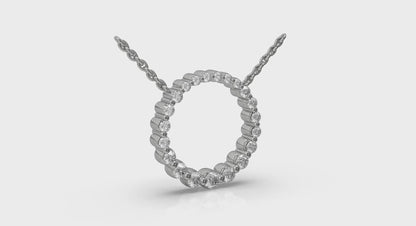 Graduated Round Diamond Open Circle Pendant