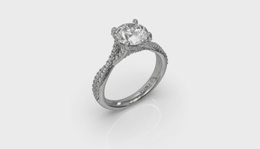 Woven Pave Round Diamond Engagement Ring