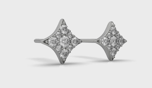 Diamond Cluster Star Stud Earrings