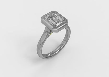 Bold Bezel Emerald Cut Engagement Ring