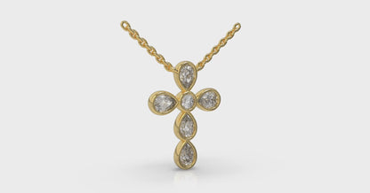 Pear Shape Bezel Set Diamond Cross Pendant