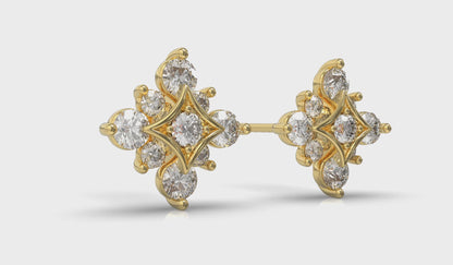 Floating Diamond Star Stud Earrings