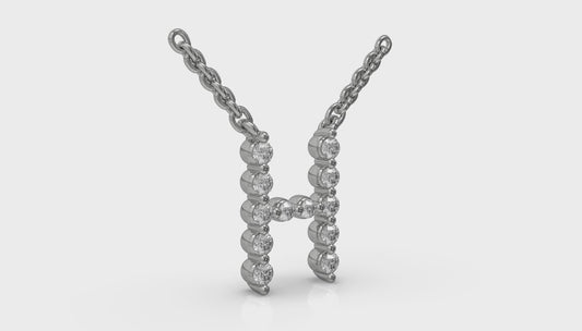 Diamond Alphabet Pendant Necklace, H