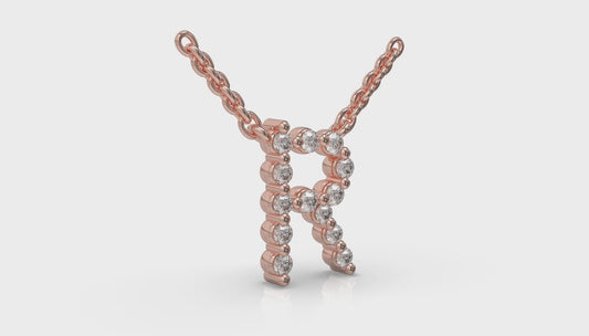 Diamond Alphabet Pendant Necklace, R