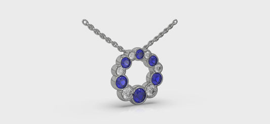 Diamond and Sapphire Circle Bezel Pendant