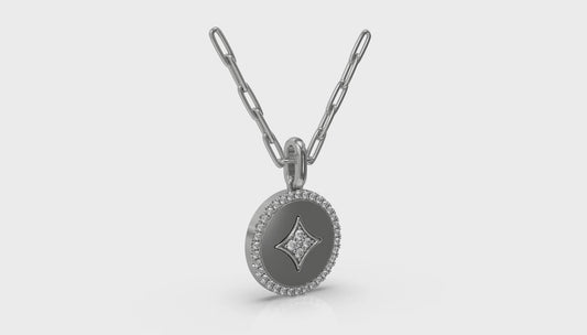 Center Star Diamonds and Bezel Pendant Necklace