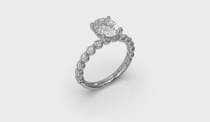 Classic Oval Engagement Ring with Floating Diamond Band
