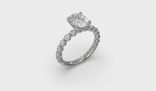 Classic Oval Engagement Ring with Floating Diamond Band