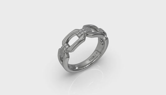 Diamond Accent East West Open Oval Link Ring
