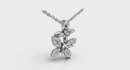 Double Butterfly Diamond Pavé Pendant Necklace