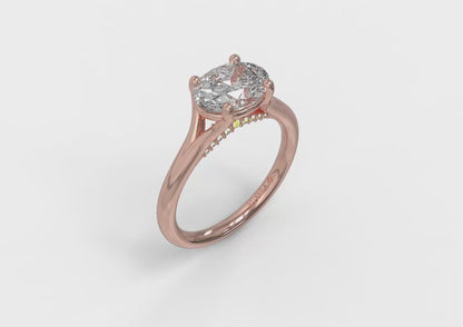 Matching Band for Horizon Solitaire Spit Shank Oval Engagement Ring