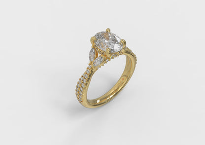 Enchanted Vine Oval Hidden Halo Engagement Ring