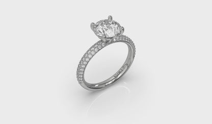 Shimmering Engagement Ring with Micropave Band