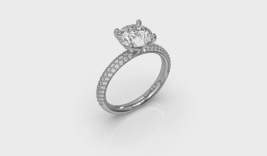 Shimmering Engagement Ring with Micropave Band