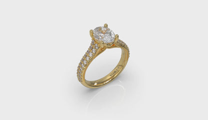 Oval Pave Cathedral Engagement Ring
