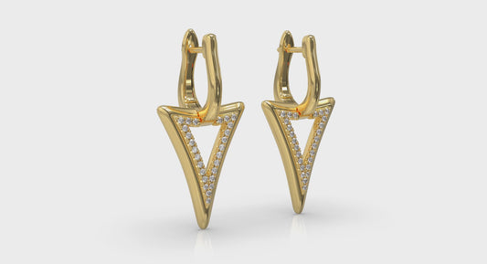 Diamond Open Double Trinity Huggie Earrings