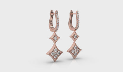 Diamond Double Vlora Star Drop Huggie Earrings