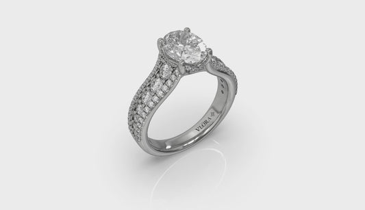 Bold Cathedral Oval Diamond Engagement Ring