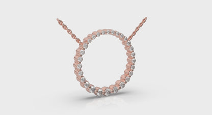 Graduated Round Diamond Open Circle Pendant