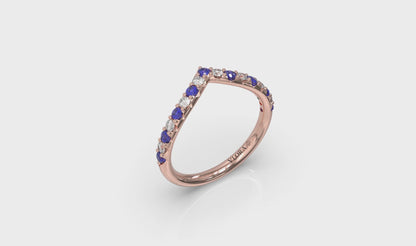 Sapphire and Diamond Contour Band