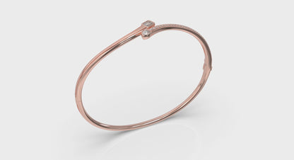 Emerald & Pear Shape Diamond Open Bangle