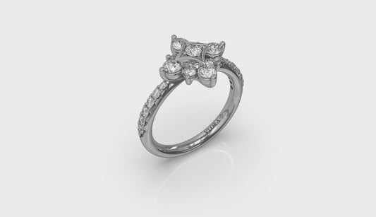Floating Diamond Floral and Vlora Star Ring