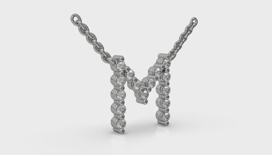 Diamond Alphabet Pendant Necklace, M