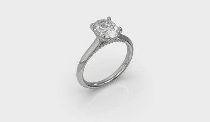 Solitaire Oval Engagement Ring with Hidden Halo