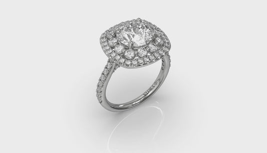 Double Euro Halo Round Engagement Ring