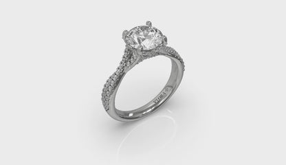 Woven Pave Round Diamond Engagement Ring