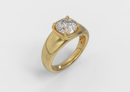 Golden Statement Engagement Ring