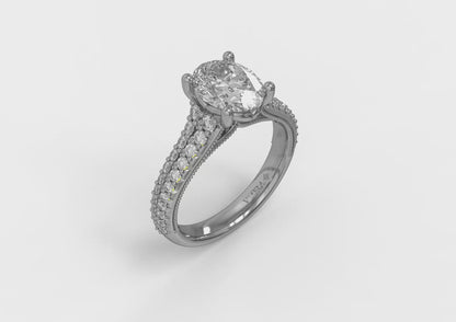 Oval Pave Cathedral Engagement Ring
