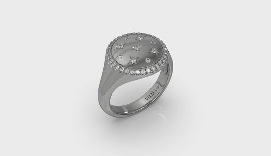 Star Diamonds and Bezel Signet Ring